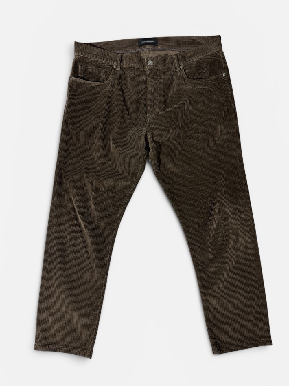Ermenegildo Zegna mens 38x28 brown soft corduroy narrow tapered pants EUC